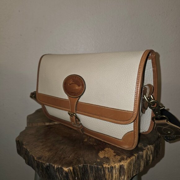 Vintage Dooney & Bourke Surrey Crossbody AWL Cream Tan USA + Boho Strap - Picture 8 of 16